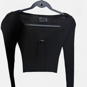 ASOS Design Black Ribbed Cropped Top